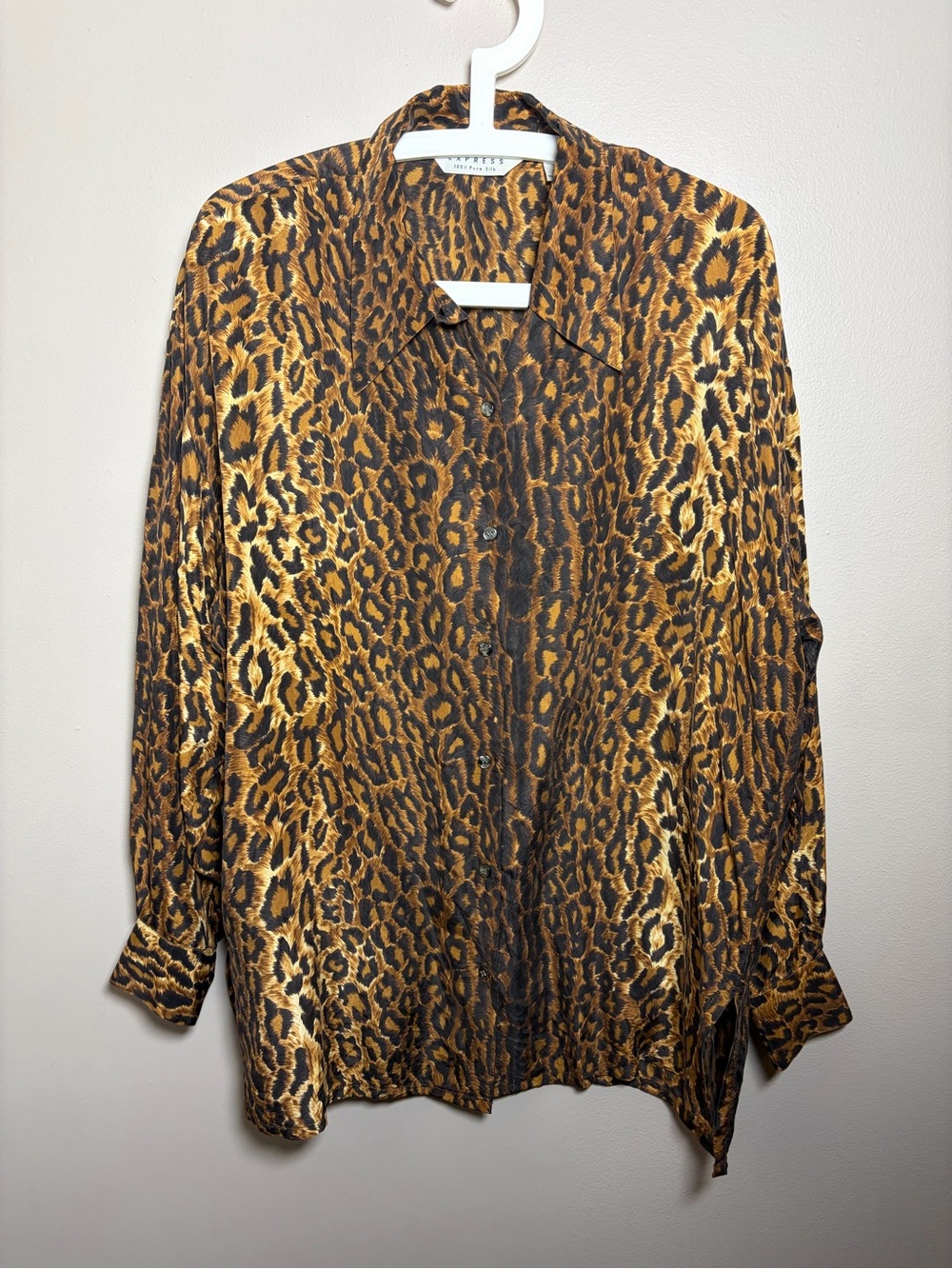 Express Vintage Silk button down blouse leopard animal print